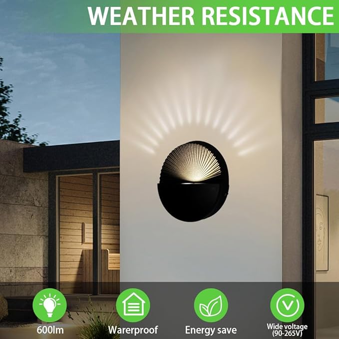 6W Wall Lamp,Exterior Waterproof Wall Sconces Light Fixture,110V Wall Mount Light 3000K Warm White Porch Lights for Garage,House,Garden,Patio 4Pack (Black)-VerdiqueGarden