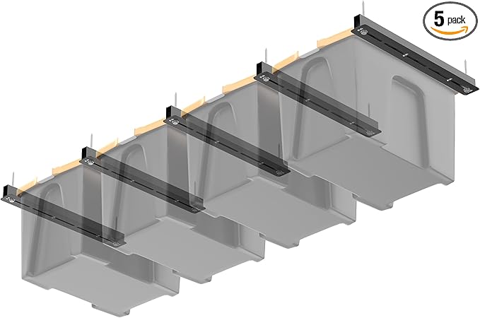 Ultrawall Overhead Garage Storage Rack, Heavy Duty Ceiling Storage Rack, 26 Inch Adjustable Ceiling Bin Storage System, 5 Sets for 4 Bins-VerdiqueGarden