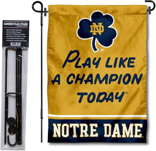 WinCraft Irish Play Like A Champion Today Garden Flag and Pole Stand Holder-VerdiqueGarden