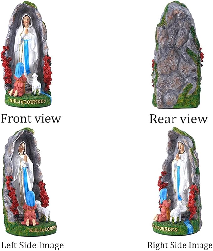 Our Lady of Lourdes Statue - 8" Resin Figurine - Saint Bernadette and Mary Statue, Sculpture with Hand-Painting - Ideal Religious Gift for Baptisms, Communions, Confirmations, Weddings, and Holidays-VerdiqueGarden