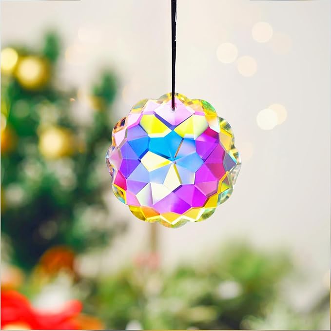 4PCS Colorful Crystal Prism Suncatcher Hanging Crystal Ornament for Window Sun Catchers Feng Shui Decor for Indoor Outdoor Home Garden Decoration-VerdiqueGarden