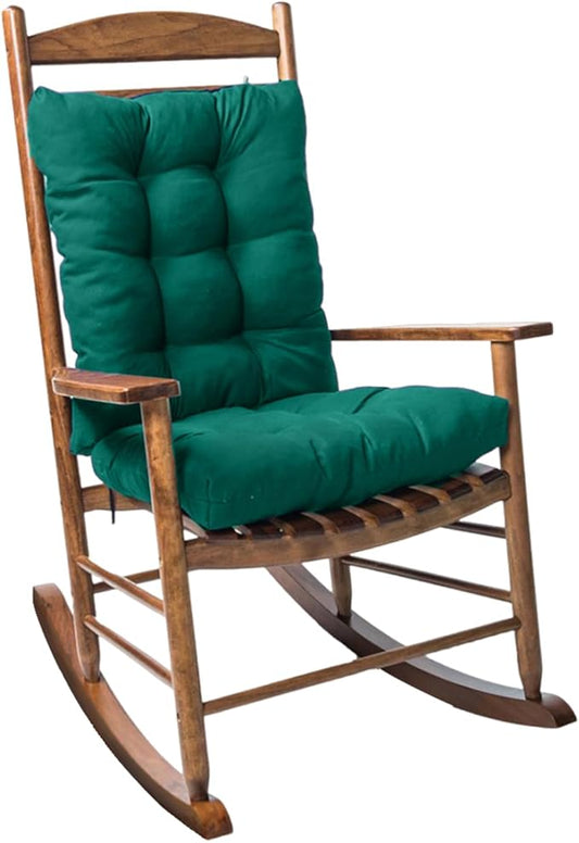 Dark Green Chair Cushion Rocker Pad for Indoor Outdoor Thick Patio Rocking Chair Replacement Cushions-VerdiqueGarden