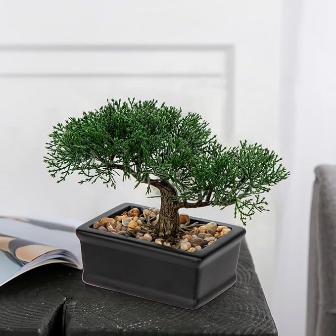 Artificial Bonsai Tree Juniper Faux Plants Indoor Fake Plants Decor with Ceramic Pots for Home Table Office Desk Bathroom Shelf Bedroom Living Room Farmhouse Decoration-VerdiqueGarden