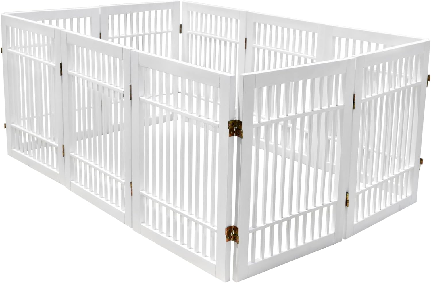 Pet Dog Gate Strong and Durable Freestanding Folding Acacia Hardwood Portable Wooden Fence Indoors or Outdoors by Urnporium (White Pet Gate, 10 Panel 24" Tall)-VerdiqueGarden