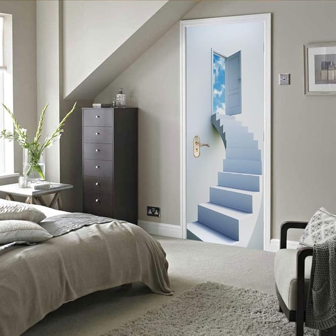 3D Door Stickers Murals - Peel & Stick - Stairs & Wall - Self-Adhesive Decals - Removable PVC Waterproof Door Poster - Bedroom & Living Room Decoration - 30.3" x 78.7"-VerdiqueGarden