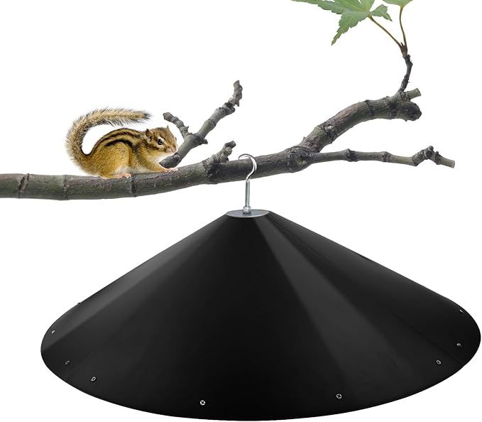 24-inch Large Outdoor Squirrel Baffles for Bird Feeders Pole, Baffle with Metal Frame, Squirrel Guard for Bird Houses, Two Way Use, Black Color-VerdiqueGarden