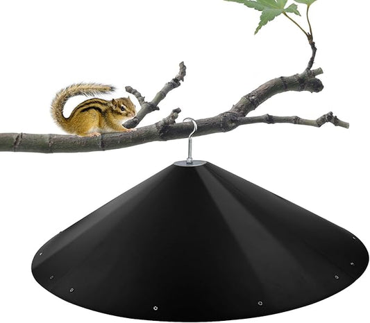 24-inch Large Outdoor Squirrel Baffles for Bird Feeders Pole, Baffle with Metal Frame, Squirrel Guard for Bird Houses, Two Way Use, Black Color-VerdiqueGarden