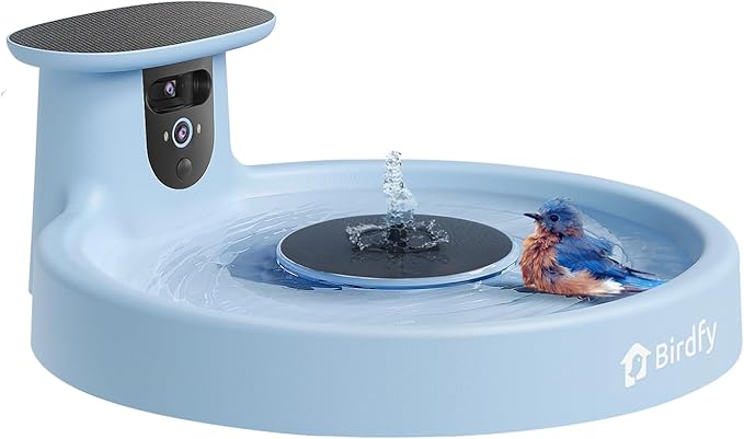 Birdfy Smart Bird Bath with Camera Solar Powered & Fountain, Dual-Lens Camera for Wildbird Watching, Auto Capture Bird Videos & Motion Detection - AI Lifetime Version-VerdiqueGarden