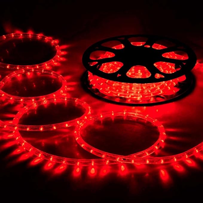 50ft LED Rope Lights Outdoor, 360 LED Connectable and Flexible Tube Lights with 8 Modes, Waterproof LED Rope Lighting for Garden, Patio, Pool, Bedroom, Party, Indoor Outdoor Christmas Decoration (Red)-VerdiqueGarden