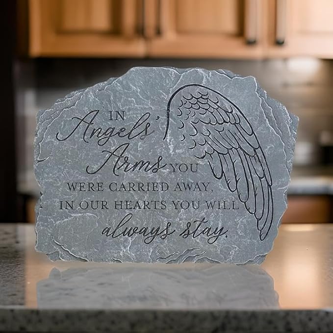 Carson Decorative in Angels' Arms Memorial Garden Stone for Loss of Loved One - Sympathy Gift for Funeral - Remembrance Stepping Stone for Indoor Outdoor Home Decor-VerdiqueGarden