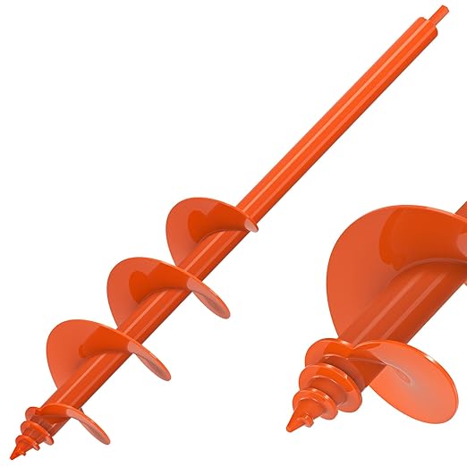 Auger Drill Bit for Planting 4 x 24'', Threaded Garden Auger Post Hole Digger, Spiral Drill Earth Dirt Soil Augers for Bulb, Tulip, Tree, Fence Post and Umbrella Holes, Fits in 3/8” Drill Chuck-VerdiqueGarden