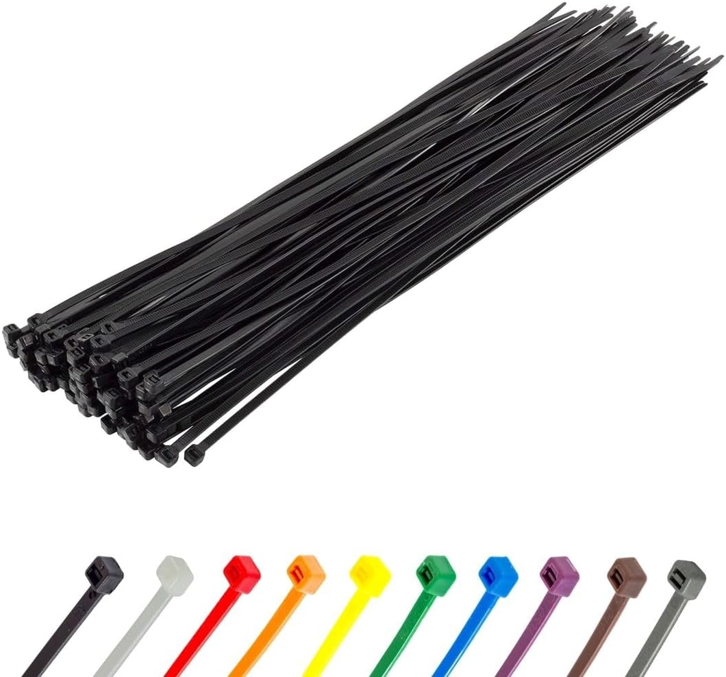 GTSE 14 Inch Black Zip Ties, 100 Pack, 40lb Strength, UV Resistant Long Nylon Cable Ties, Self-Locking 14" Tie Wraps-VerdiqueGarden