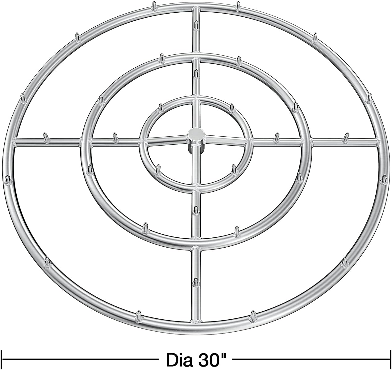 Stanbroil 30" High Flame Round Jet Burner Ring for Natural or Propane Gas Fire Pit, 304 Series Stainless Steel, Triple Ring-VerdiqueGarden