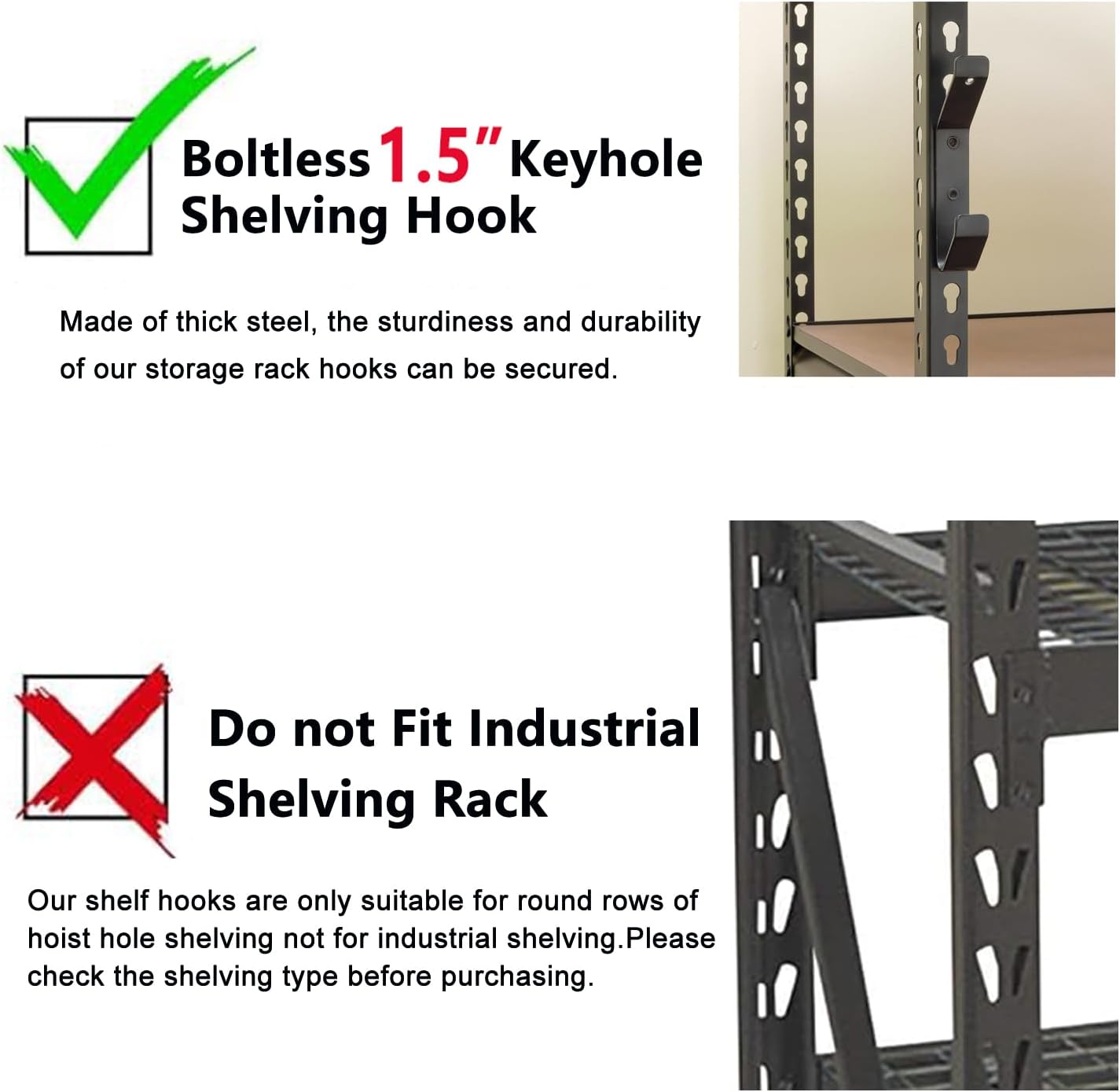 Wallmaster Boltless Shelving Hook Organizer Kit,7 Pcs Adjustable Storage Hanging Accessories for 1.5 inch Keyhole Rack,Garage Heavy Duty Tool Storage System-VerdiqueGarden