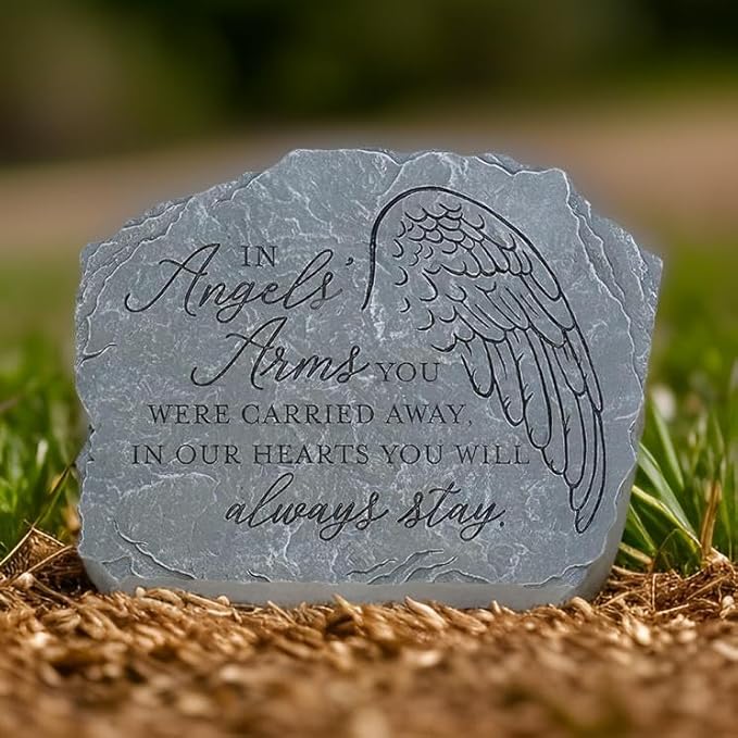 Carson Decorative in Angels' Arms Memorial Garden Stone for Loss of Loved One - Sympathy Gift for Funeral - Remembrance Stepping Stone for Indoor Outdoor Home Decor-VerdiqueGarden