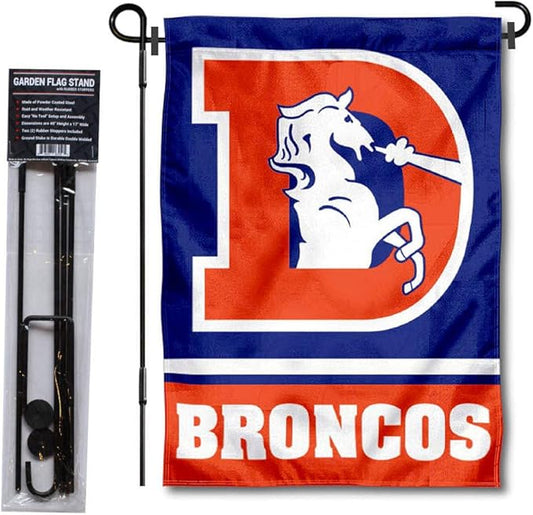 WinCraft Denver Broncos Throwback Garden Flag with Stand Holder-VerdiqueGarden