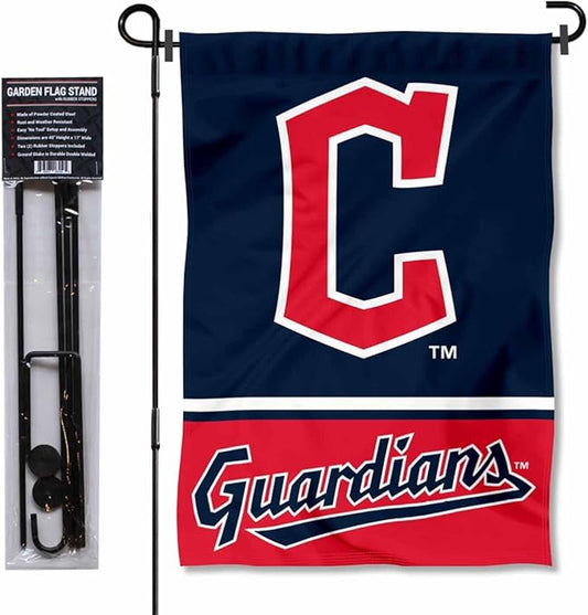 WinCraft Cleveland Baseball Diamond C Garden Flag and Pole Stand Mount-VerdiqueGarden