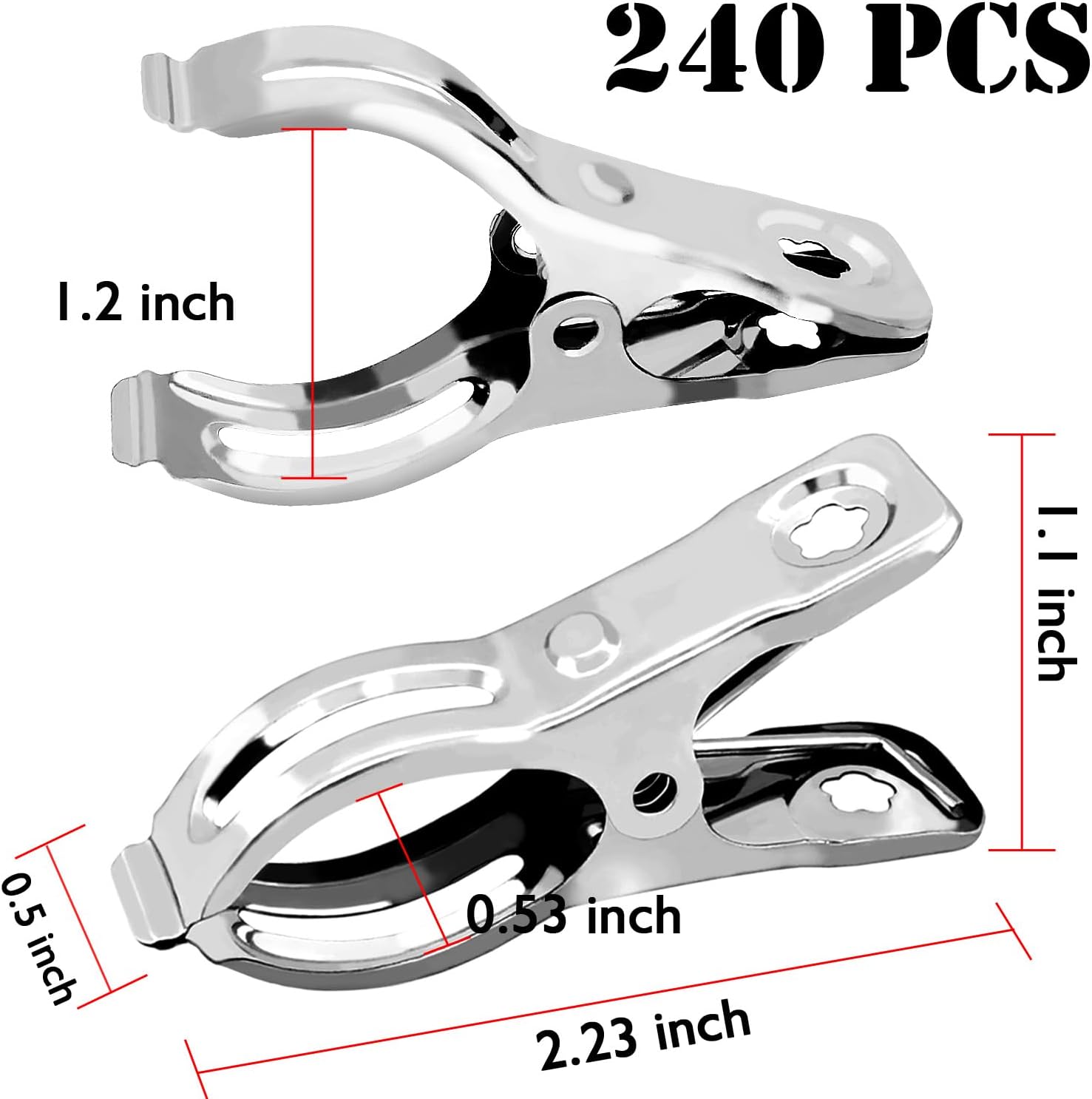 BESTEEL Upgraded 240 PCS Garden Clips, Greenhouse Clamps 100% Stainless Steel Heavy Duty Greenhuose Clips for Netting - Strong Grip to Hold Down Shade Cloth or Plant Cover on Garden Greenhouse Hoops-VerdiqueGarden