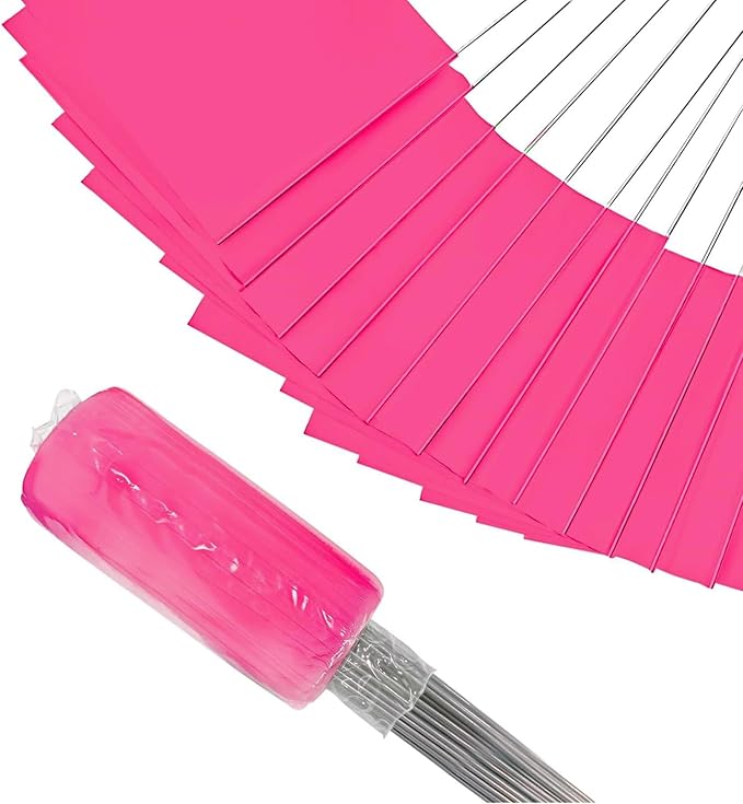 Zozen 100Pack Fluorescent Pink Marking Flags, Writable/15x4x5 Inch, Yard Flags for Lawn & Irrigation & Landscape & Sprinkler & Survey & Dog Training.-VerdiqueGarden