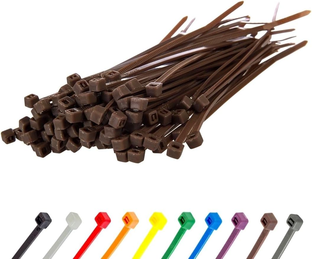 GTSE 4 Inch Brown Zip Ties, 100 Pack, 18lb Strength, UV Resistant Nylon Small Cable Ties, Self-Locking 4" Tie Wraps-VerdiqueGarden