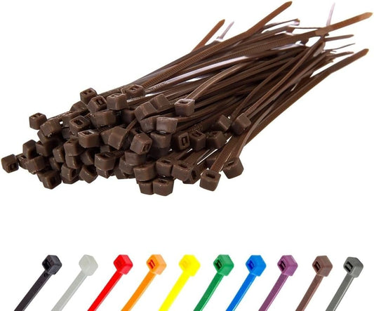 GTSE 4 Inch Brown Zip Ties, 100 Pack, 18lb Strength, UV Resistant Nylon Small Cable Ties, Self-Locking 4" Tie Wraps-VerdiqueGarden
