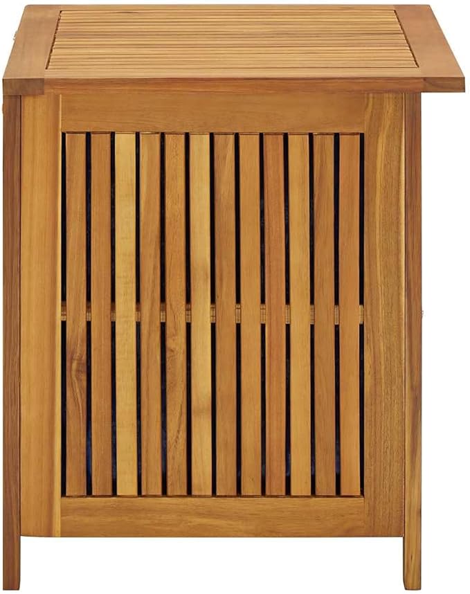 vidaXL Wooden Deck Box - Outdoor Teak Storage Chest, Ideal for Patio Furniture Cushions, Pool Accessories, Garden Tools - Water-Resistant Bag Inside - 23.6''x19.7''x22.8'', Solid Acacia Wood-VerdiqueGarden