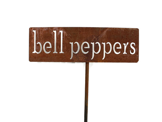 Classic Metal Garden Markers 19 Inches Tall (bell peppers, Naturally Rusted)-VerdiqueGarden