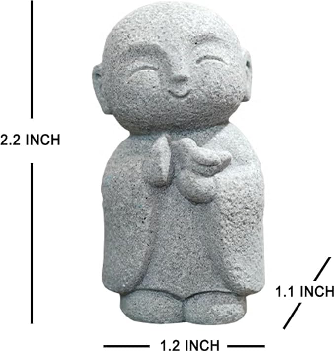 OwMell Japanese Jizo Monk Statue Praying, Buddha Jizo Statue Figurine Memorial Statue Aquarium Decoration for Garden Outdoor Ornament 2.6" - Holding Bird-VerdiqueGarden