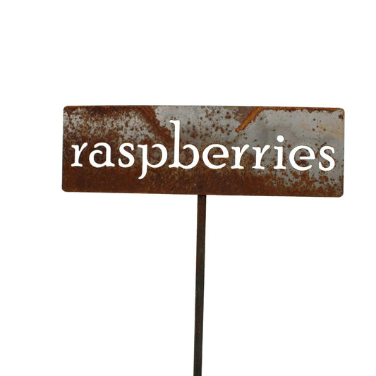 Classic Metal Garden Markers 19 Inches Tall (raspberries, Naturally Rusted)-VerdiqueGarden