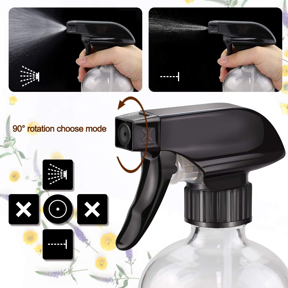 Glass Spray Bottle Kit×10 (2×16 oz, 2×4 oz, 6×2 oz), 9×10 ml Roller Bottles, Anti UV, Multi Size and Versatile, Suitable for Aromatherapy, Facial Moisturizing, Watering, etc.(Clear)-VerdiqueGarden