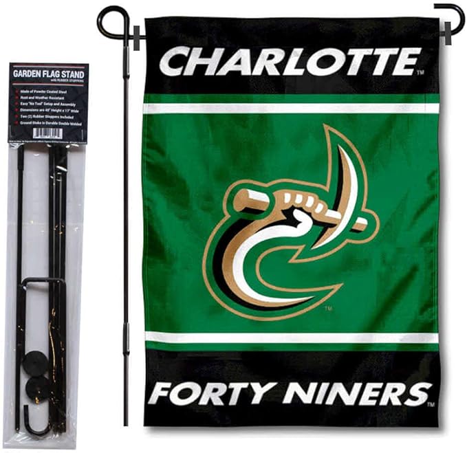 College Flags & Banners Co. Charlotte 49ers Garden Flag with Stand Holder-VerdiqueGarden
