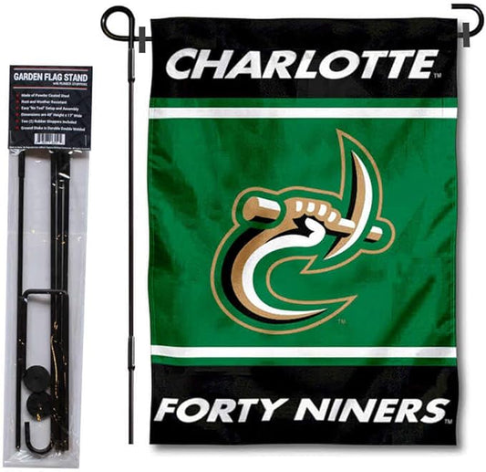 College Flags & Banners Co. Charlotte 49ers Garden Flag with Stand Holder-VerdiqueGarden