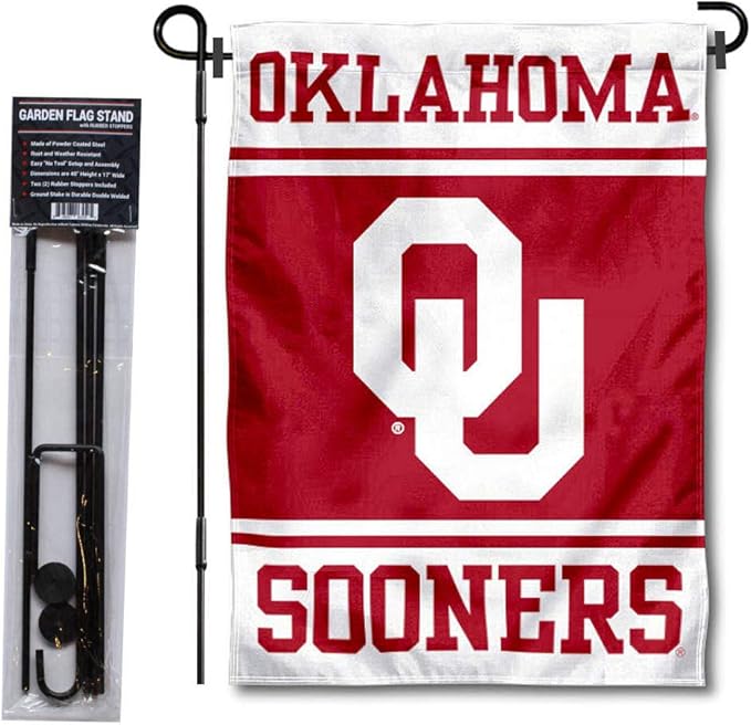 College Flags & Banners Co. Oklahoma Sooners Garden Flag with Stand Holder-VerdiqueGarden