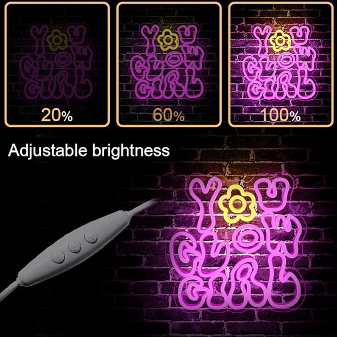 WLHOPE You Glow Girl Neon Sign Pink Led Neon Signs for Wall Decor USB Glowing Girl Neon Light Signs Man Cave Wall Art Signs for Bedroom Girls Room Bar Club Shop Office Wedding Birthday Party-VerdiqueGarden