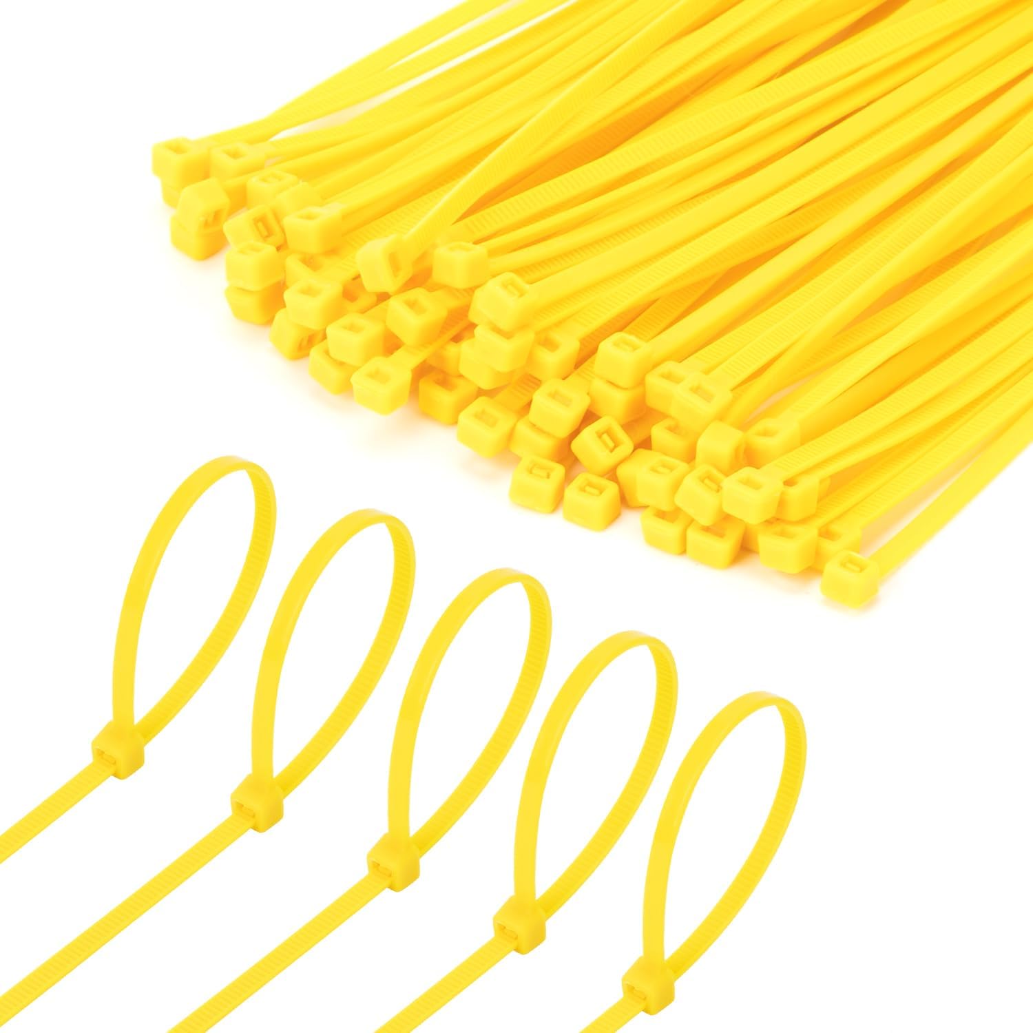 8 Inch Yellow Zip Tie 1000 PCS, 40 Lbs - Small to Medium Zip Tie, Nylon PA66 UV Resistant Cable Tie Heavy Duty for Indoor and Outdoor Use - Ideal for bundling and securing objects-VerdiqueGarden