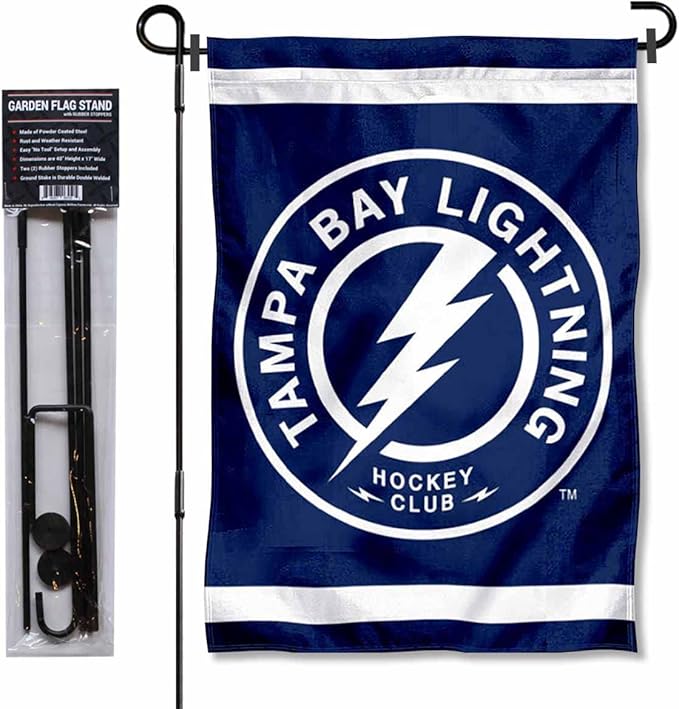 WinCraft Tampa Bay Lightning Circle Logo Garden Flag and Pole Stand Holder-VerdiqueGarden