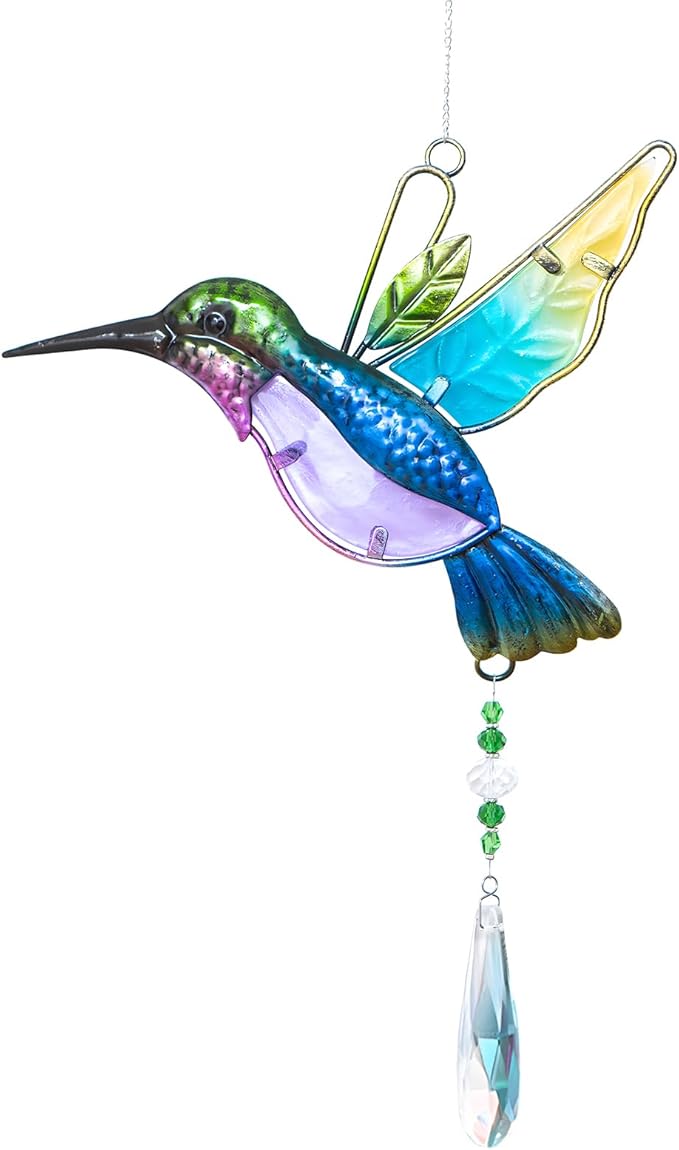 WEISIPU Crystal Suncatchers for Windows - Hummingbird Crystal Ball Prisms Hanging Crystals Ornament for Home Garden Office Wedding Christmas Decoration-Hummingbird-VerdiqueGarden
