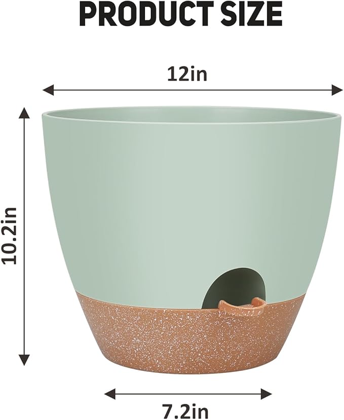 12 inch Large Self Watering Plant Pots, Flower Pots Planters with Multi Mesh Drainage Holes for Indoor Outdoor Garden Plants and Flowers-VerdiqueGarden