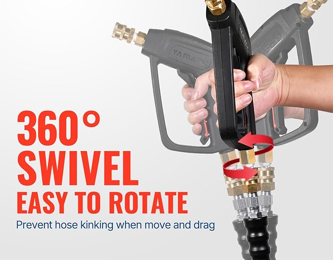 YAMATIC Pressure Washer Gun Wand with Swivel 3/8" Plug & M22 Coupler, Stainless Steel Extension Lance Replacement for Ryobi, Simpson, Craftsman Power Washer for Foam Cannon Car Wash, 4000 PSI-VerdiqueGarden