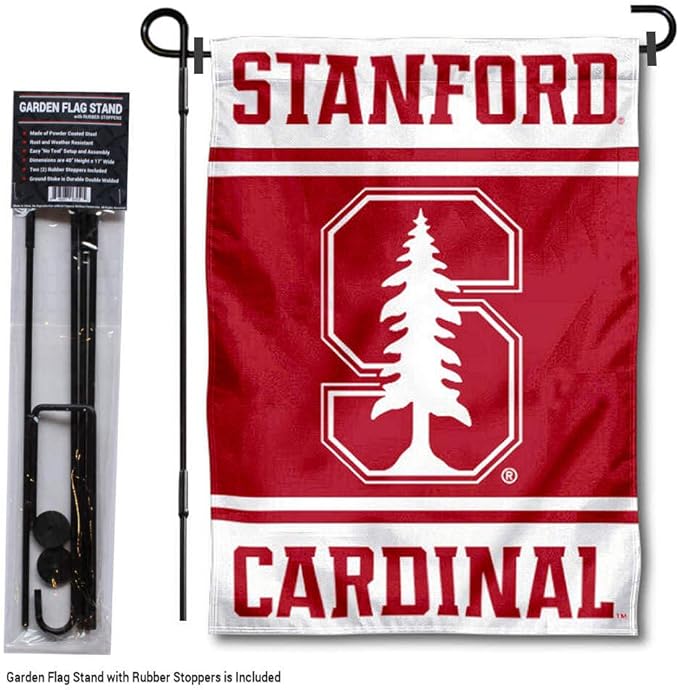College Flags & Banners Co. Stanford Cardinal Garden Flag with Stand Holder-VerdiqueGarden