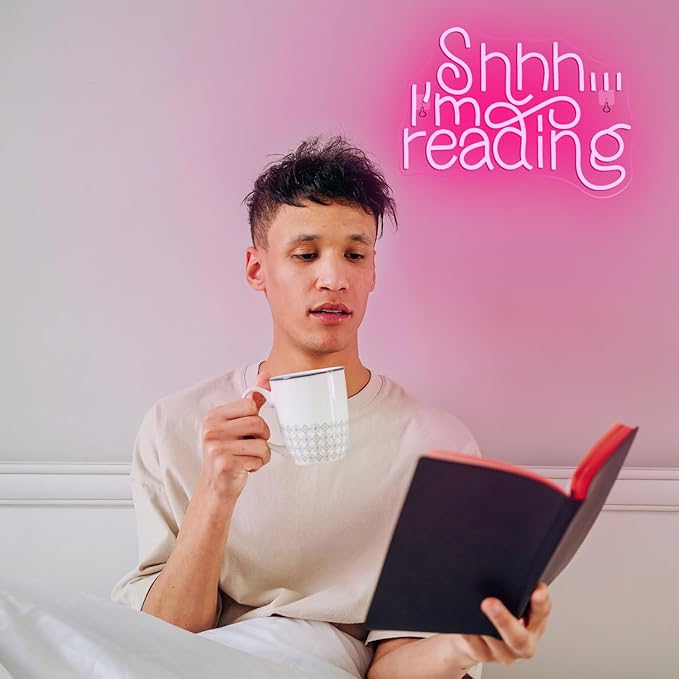 WLHOPE Shhh Im Reading Neon Sign Neon Signs for Wall Decor Dimmable Read Books Neon Lights LED Sign for Book Lovers Gifts Bedroom Bookstore Reading Room Library Study Room Decoration-VerdiqueGarden