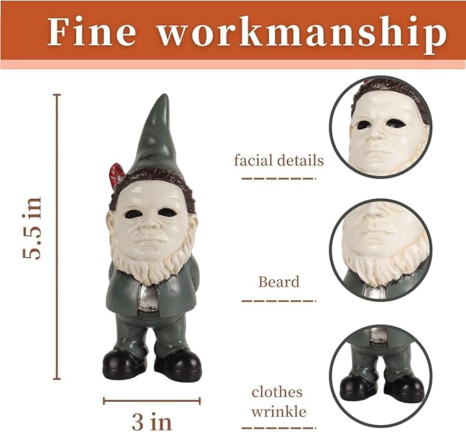 Horror Decor Garden Gnomes Christmas Table Decor Garden Statue Home Decor Horror Movie Merchandise Gifts- Green-VerdiqueGarden