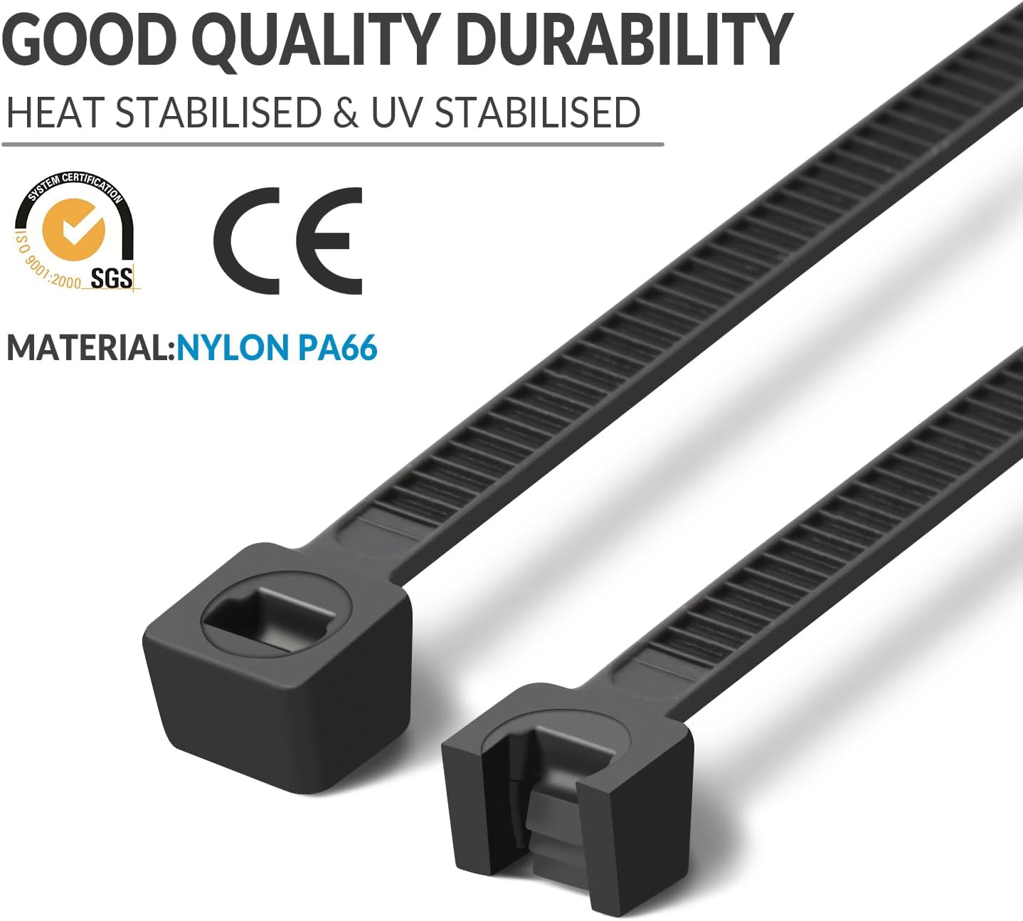 XINGO 14 Inch Black Zip Ties 1200 PCS, 75 LBS Tensile Strength, UV Resistant Cable Ties, Premium Self-locking Plastic Ties for Indoor and Outdoor Use-VerdiqueGarden