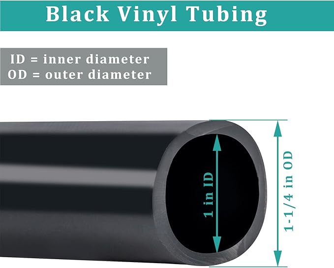 1" id - 25ft Black Vinyl Tubing Flexible PVC Tube Hybrid Hose Transfer Water Fuel Gas for Pond Fountain Garden Waterfall, Durable and Safe, with 2 Hose Clamps-VerdiqueGarden