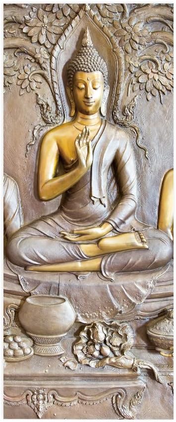3D Door Stickers - Buddha Statue - Peel & Stick - Waterproof & Washable - Matt Finish - 35.4" x 78.7" - 2 Pieces - Wall & Door - Oriental Style - D-Buddha Statue-VerdiqueGarden