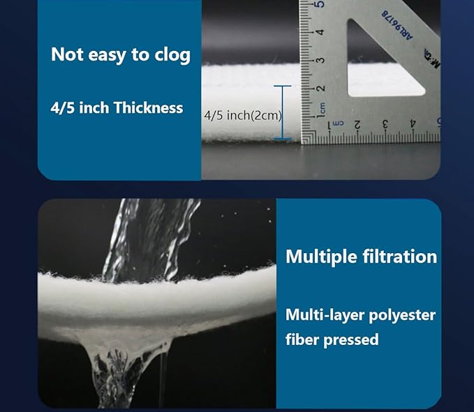 White Koi Pond Filter Pad Fine Bulk - Cut to Fit - Durable Fish Pond Filter Media - Water Garden Aquariums Filter Material - 23.6" x 12" x 3/5" - 4/5" Thickness - 3 Pack-VerdiqueGarden