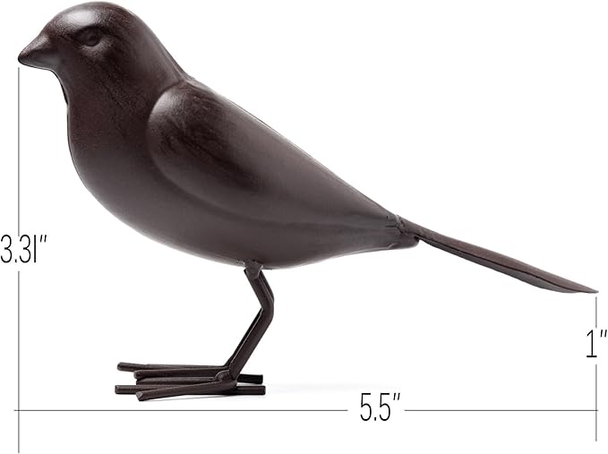 Decorative Small Nostalgia Style Cute Bird Art Iron Sculpture£¬ Figurine Home & Office & Garden Decoration, Rust/Brown (Carolina Wren)-VerdiqueGarden