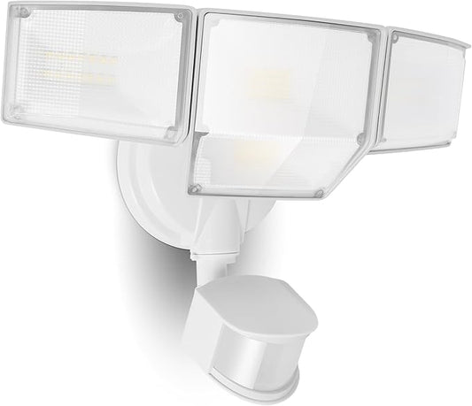 LUTEC 80W 9000LM LED Security Light Motion Sensor Outdoor Lights, 4 Head LED Flood Lights Outdoor 5000K Daylight, IP65 Waterproof, Motion Detected Lights for Outside, House, Garage, Yard (White)-VerdiqueGarden