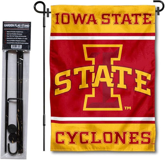 College Flags & Banners Co. Iowa State Cyclones Garden Flag with Stand Holder-VerdiqueGarden