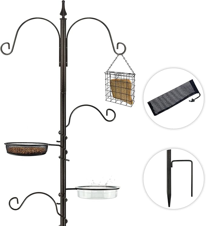 Premium Bird Feeding Station Kit - Multi Feeder Hanging Set with Suet Cage, Bird Bath & Finch Sock Attractors-VerdiqueGarden